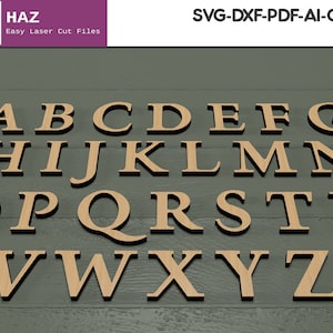 Archivos de corte de letras iniciales / Fuentes mayúsculas de madera / Planes de corte alfabético SVG DXF CDR Ai 047