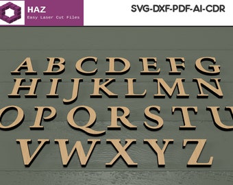 Initial Letter Cut Files / Wooden Uppercase Fonts / Alphabet Cutting Plans SVG DXF CDR Ai 047