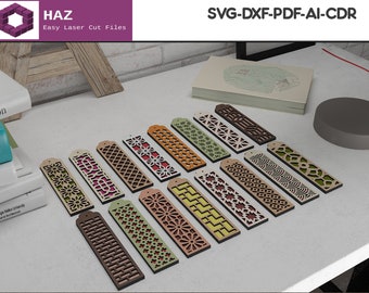 Bookmark Laser Cut Templates / Corner Bookmarks Pattern / Book Lover SVG DXF CDR Ai 085