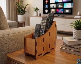 Plantilla de corte láser para soporte de control remoto de madera, organizador de accesorios para TV, organizador de sofá 520