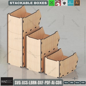 Stackable Storage Box Laser Cut Template 3 Sizes Included DIY Wooden ...