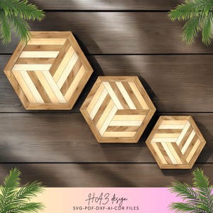 Design de marcenaria hexagonal - Arquivos prontos para laser para projetos de decoração de casa elegantes 328