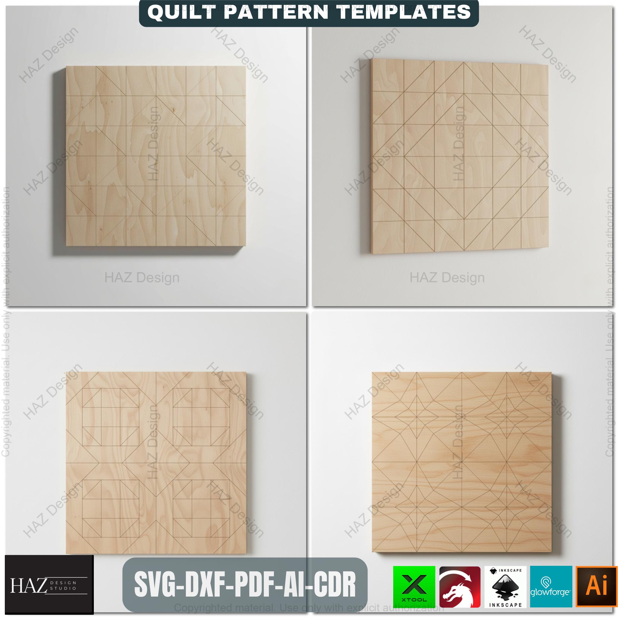 Wooden Quilt Block Pattern Set, Laser Cutting Designs, Farmhouse Wall ...