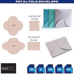 SVG personalizzabili per buste piegate a petalo per matrimoni ed eventi - Buste piegate a petalo - Download immediato 345