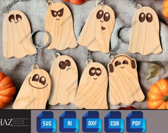 Whimsical Ghost Keychains - Funny Boo Keyrings - Cute Ghost Keychains 227