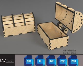 Fichiers découpés au laser pour micro coffre au trésor bricolage pour Glowforge - Créez votre propre coffre au trésor miniature 182