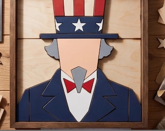 Uncle Sam Wall-Art, American Patriotic Independence Day Sign, 4th of July DIY, Freedom Pattern