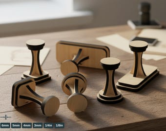 Mango de sello cortado a láser personalizado SVG - Descarga digital para sellos de madera personalizados - Plantillas DXF para manualidades DIY 060