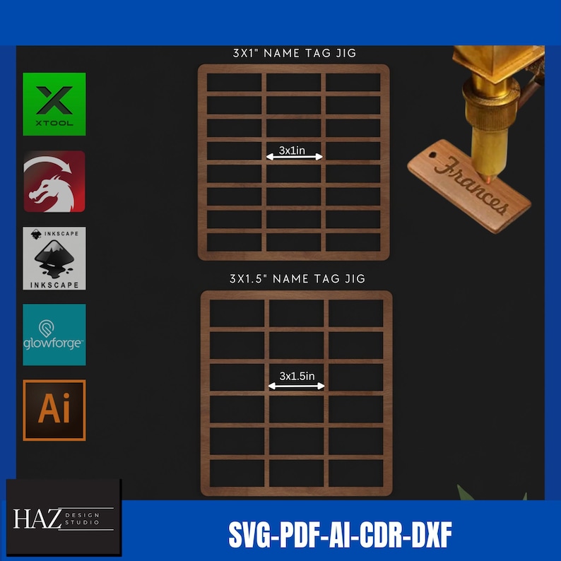 Laser Engraving Name Tag Jig | Easily Align 3x1 and 3x1.5 Inch Tags ...