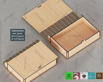 Laser Cut Rectangle Box SVG, Modern Living Hinge Storage Box File for Glowforge Wooden Keepsake Box Plan for xTool, DIY Project Template 465