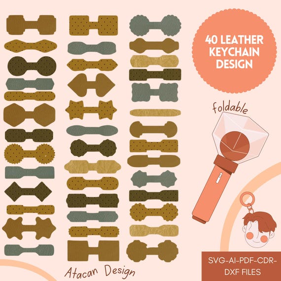 Foldable Keyring Templates 40 Leather Keychain Designs Creative Key Fob  Patterns for DIY Crafting and Laser Cutting 316