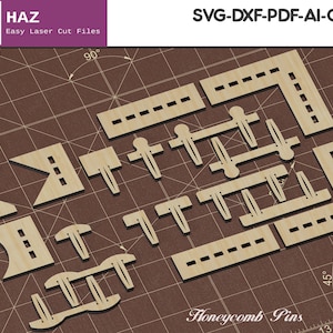 Pacote de pinos Glowforge / pinos de favo de mel svg / pino de bandeja de migalhas / pinos de corte a laser / modelos de corte a laser SVG DXF Ai CDR 092a