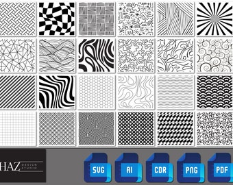 Black and White Pattern Bundle / Geometric Square Patterns Svg / Pattern Cut Files for Cricut / Transparent PNG SVG DXF Pdf Ai 157
