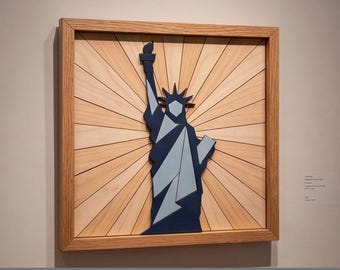 Statue of Liberty Wood WallArt Template, Independence Day Patriotic Home Decor American Freedom Sign