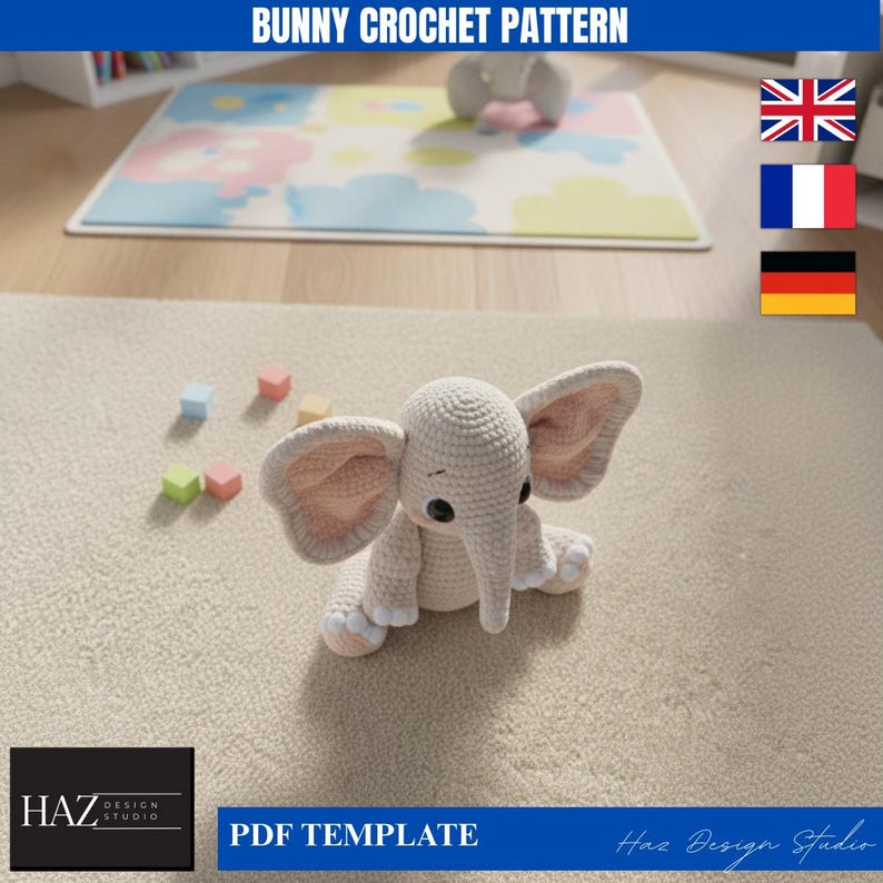 Crochet Elephant Amigurumi Pattern - Cute Elephant Toy PDF Tutorial ...