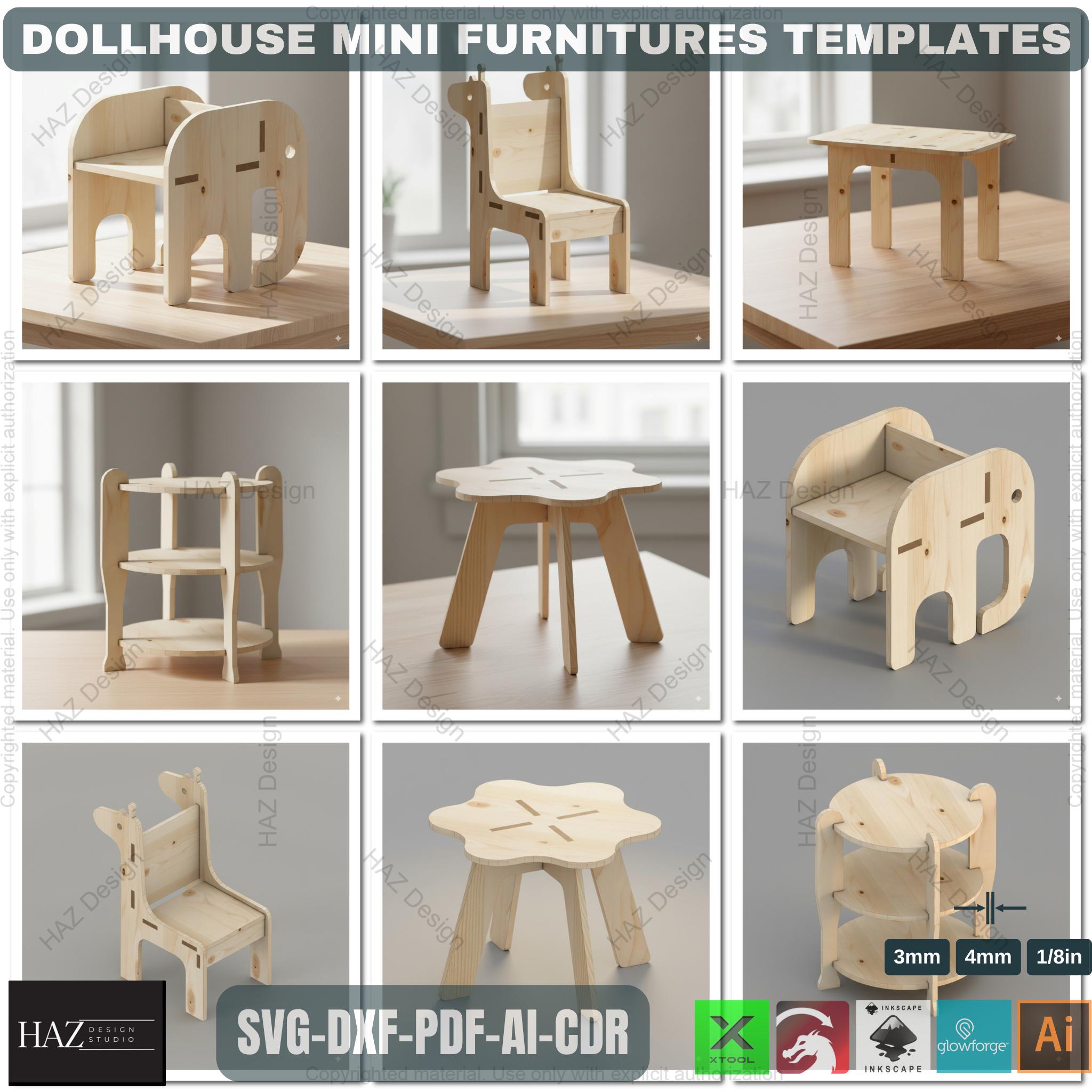 Table Chaise Maison de Poupée 1:12 en Bois Miniature Réaliste pour Table Chaise Maison de Poupée 1:12 en Bois Miniature Réaliste pour