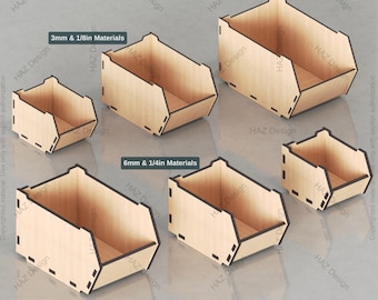 Stackable Storage Box Laser Cut Template 3 Sizes Included DIY Wooden Organizer Plan,Workshop, Office Storage Box Laser Cut Stackable Bins451