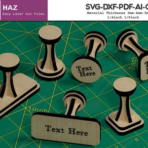 Customised Stamp Handle Plan / Wooden Personalise Stamper / Laser Cut Stamps / Custom Glowforge Files SVG DXF CDR Ai 060 zdjęcie 1