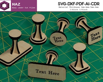 Customised Stamp Handle Plan / Wooden Personalise Stamper / Laser Cut Stamps / Custom Glowforge Files SVG DXF CDR Ai 060