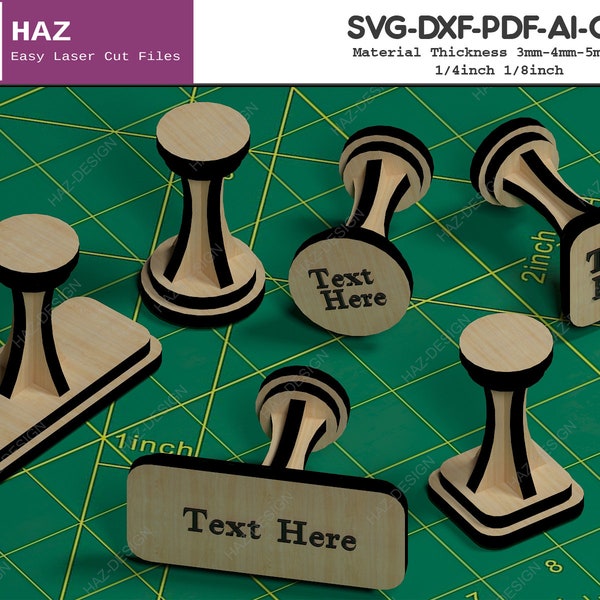 Customised Stamp Handle Plan / Wooden Personalise Stamper / Laser Cut Stamps / Custom Glowforge Files SVG DXF CDR Ai 060