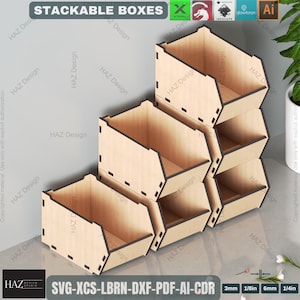 Stackable Storage Box Laser Cut Template 3 Sizes Included DIY Wooden ...
