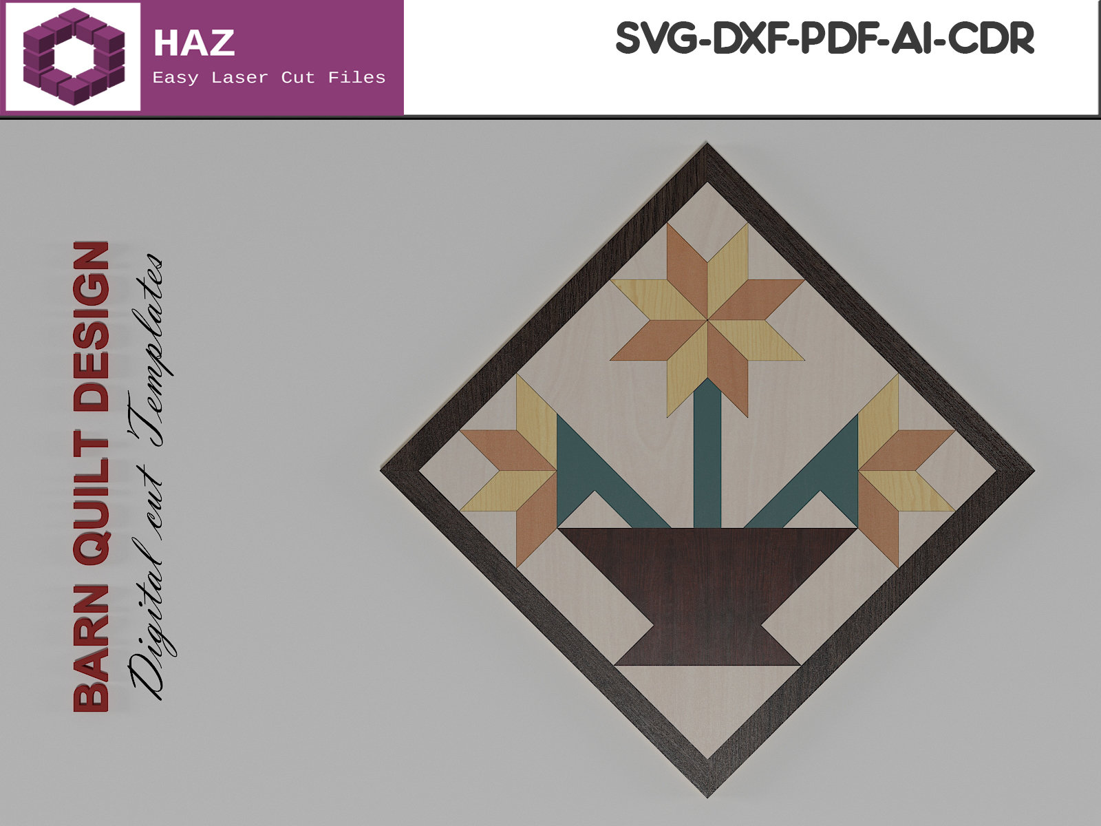 Barn Quilt Design / Quilt Laser Files / Lightburn Farmhouse