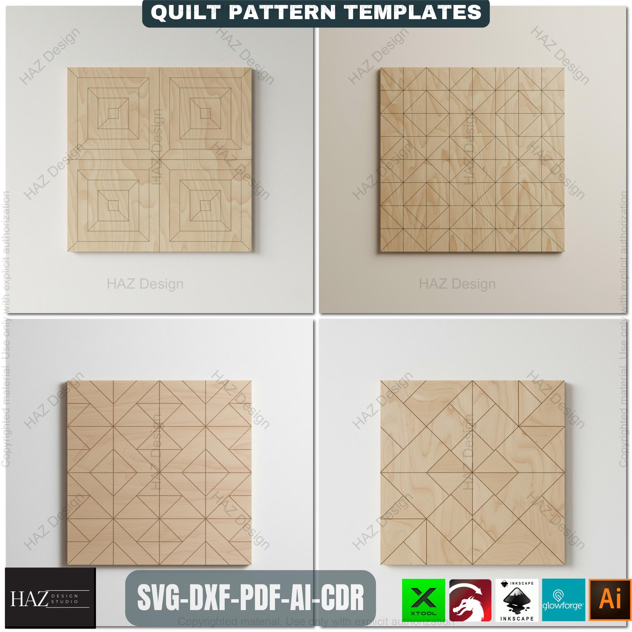 Wooden Quilt Block Pattern Set, Laser Cutting Designs, Farmhouse Wall ...
