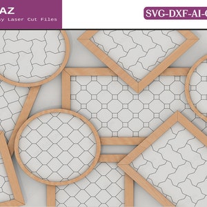 Rahmen und Muster / Shiplap Score LInes / Herringbone, Waben, U-Bahn-Fliesenmuster / Kreis, Rechteck, Quadrat Rahmen DIY SVG DXF Ai 130