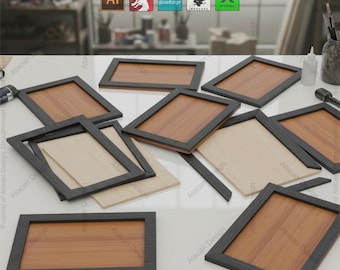 Laser Cut Picture Frame Templates - Customizable Artisan Photo Frame SVG, DXF, PDF - Digital Download for Glowforge, Xtool