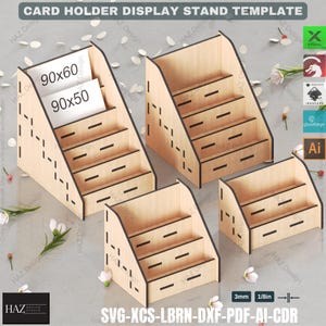 Lasergesneden bestanden Multi-tier displaystandaard 2, 3, 4, 5 Tier-opties aanrechtorganizer voor kaarten, sieraden, detailhandel toonbanklasersjabloon 434