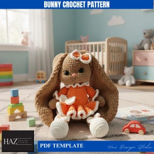 Sweet Crochet Bunny Rabbit Pattern - Fluffy Amigurumi Easter Toy PDF 295