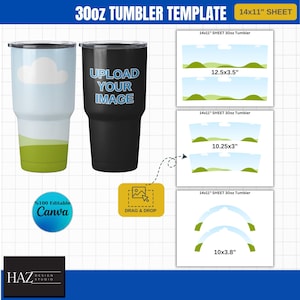 30oz beker sjabloon bundel sublimatie klaar svg PDF ai CDR DXF drag drop met canvas past 14 x 11" vel 366