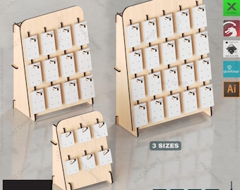 Earring Display 3 Sizes, Jewelry Stand Templates,Earring Holder Laser Cut Designs for Retail Craft Fairs,Market Stall Jewelry Organizer 411