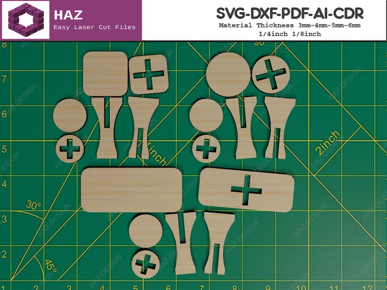 Customised Stamp Handle Plan / Wooden Personalise Stamper / Laser Cut Stamps / Custom Glowforge Files SVG DXF CDR Ai 060 image 3