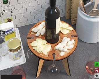 Rustic Wine & Cheese Table DIY  Personalized Gift Laser Cut Design,Unique Wine Serving Table |DIY Crafting Template | Laser Cut Project 405