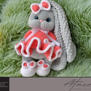 Sweet Crochet Bunny Rabbit Pattern - Fluffy Amigurumi Easter Toy PDF 295