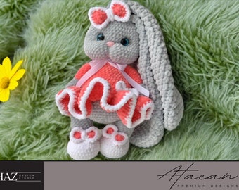 Sweet Crochet Bunny Rabbit Pattern - Fluffy Amigurumi Easter Toy PDF 295