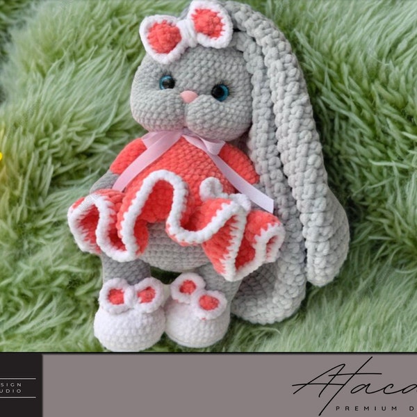 Sweet Crochet Bunny Rabbit Pattern - Fluffy Amigurumi Easter Toy PDF 295