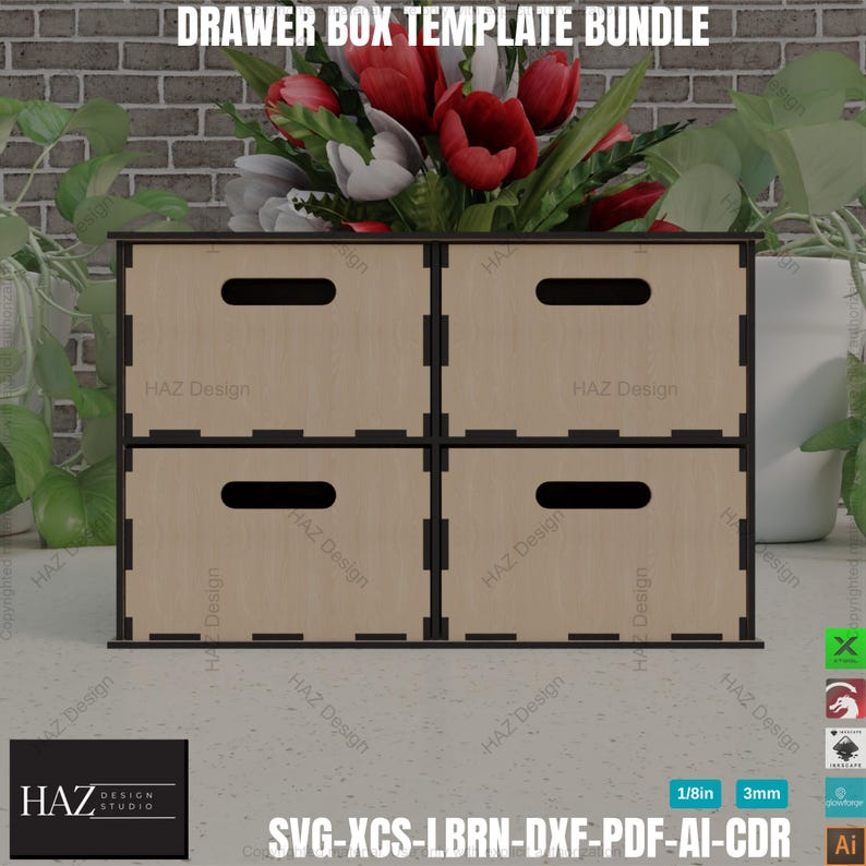 Laser Cut Drawer Organizer Templates - Stackable Storage Box Svg ...