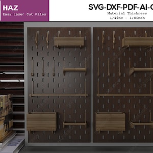 Wood Pegboard Wall Organizer / Hanging Peg board with hooks / Peg Notice Board SVG CDR Ai DXF 084