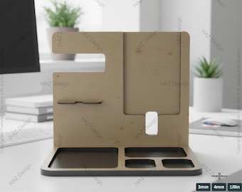 Customizable Docking Station for Dad - Stylish Bedside and Desk Organizer -  Phone Holder Laser cut SVG Files 183