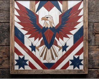 Bald Eagle Pattern Patriotic American Flag Decor Independence Day Freedom Sign Laser Cut Template