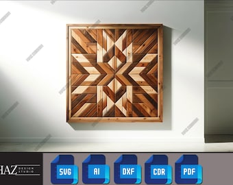 Premium Wooden Barn Quilt and Frame - Ultimate Wood working Laser cut files 205