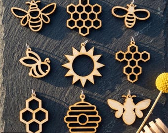 Bee Earring SVG Honeycomb Jewelry Templates Wood Earring Patterns Sun Beehive Earrings