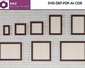 45 Degree Angle Cut Wood Frames / Different Sizes Picture Frame  SVG DXF CDR Ai files 028