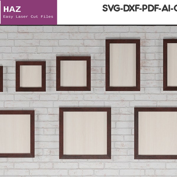 45 Degree Angle Cut Wood Frames / Different Sizes Picture Frame  SVG DXF CDR Ai files 028