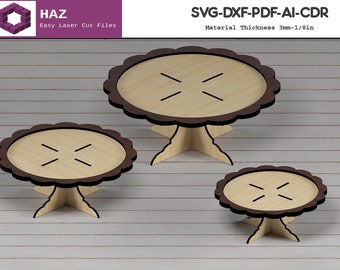 Holz Mini Tortenständer / Cupcake Display Plan / Party Tischständer SVG DXF CDR Ai Dateien 031