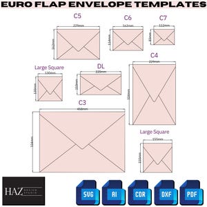 Elegant Euro Flap Envelope Templates - Perfect for Weddings & Events – Instant Download! 344