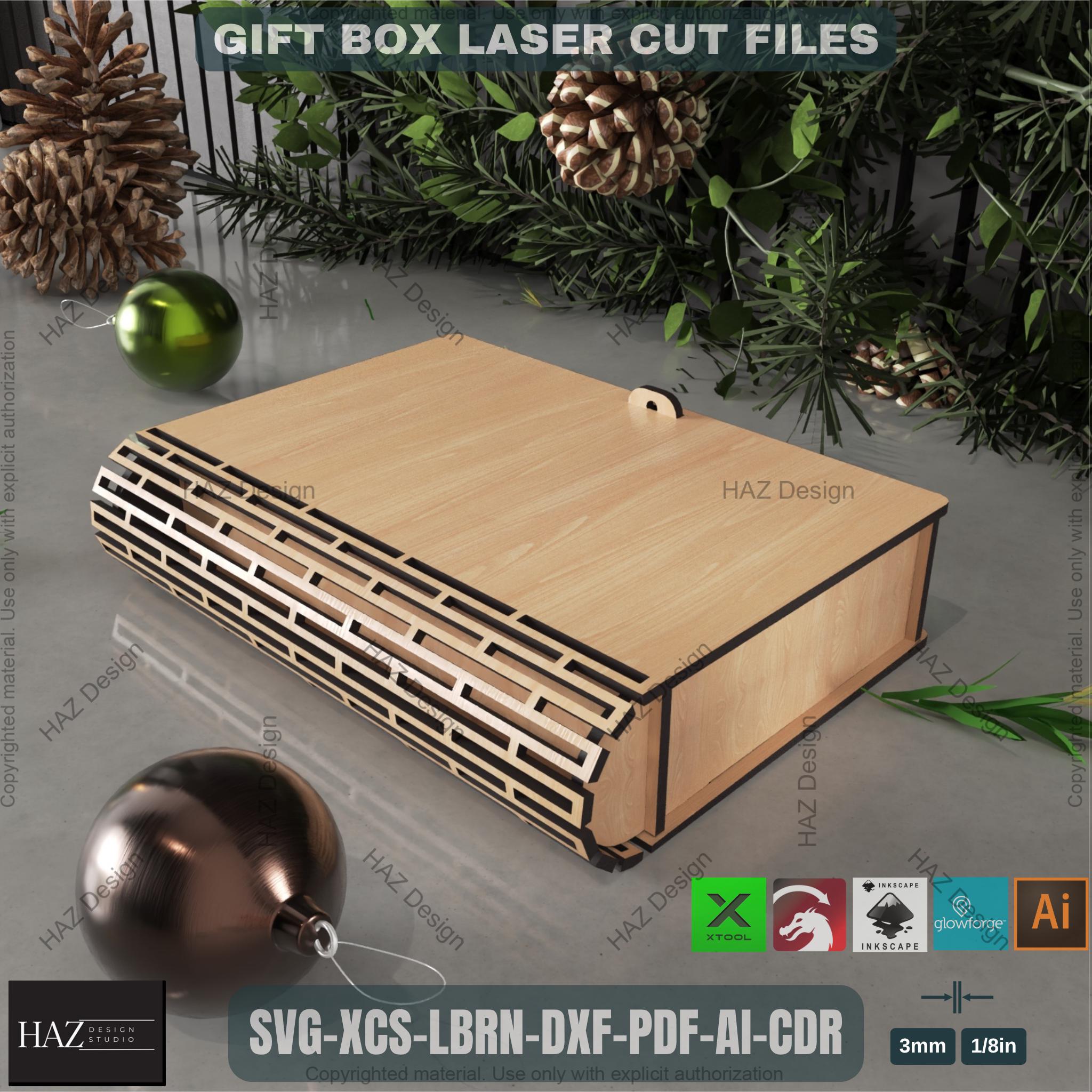 Laser Cut Rectangle Box SVG, Modern Living Hinge Storage Box File for ...