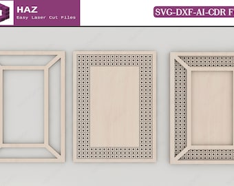 Rattan Flashback Photo Frames / Picture Frame for Home Decor / Bohemian Housewarming, Mothers Day gift DIY SVG DXF Ai 129